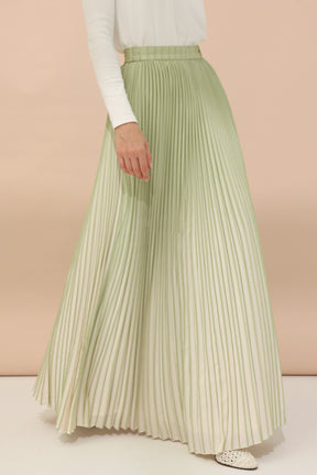 Ombre Green Pleated Skirt