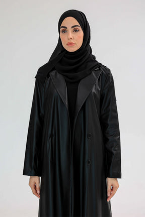 Midnight Leather Blazer Abaya