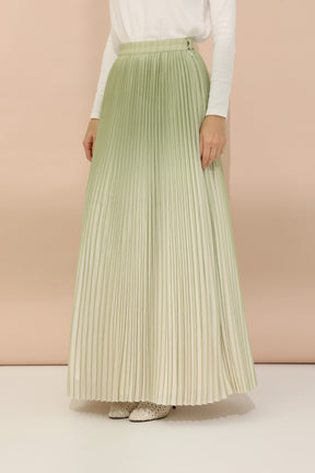 Ombre Green Pleated Skirt