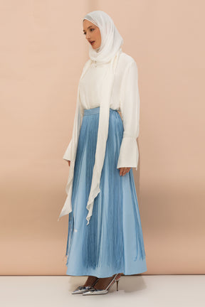 Blue Tassel Skirt with Date Palm