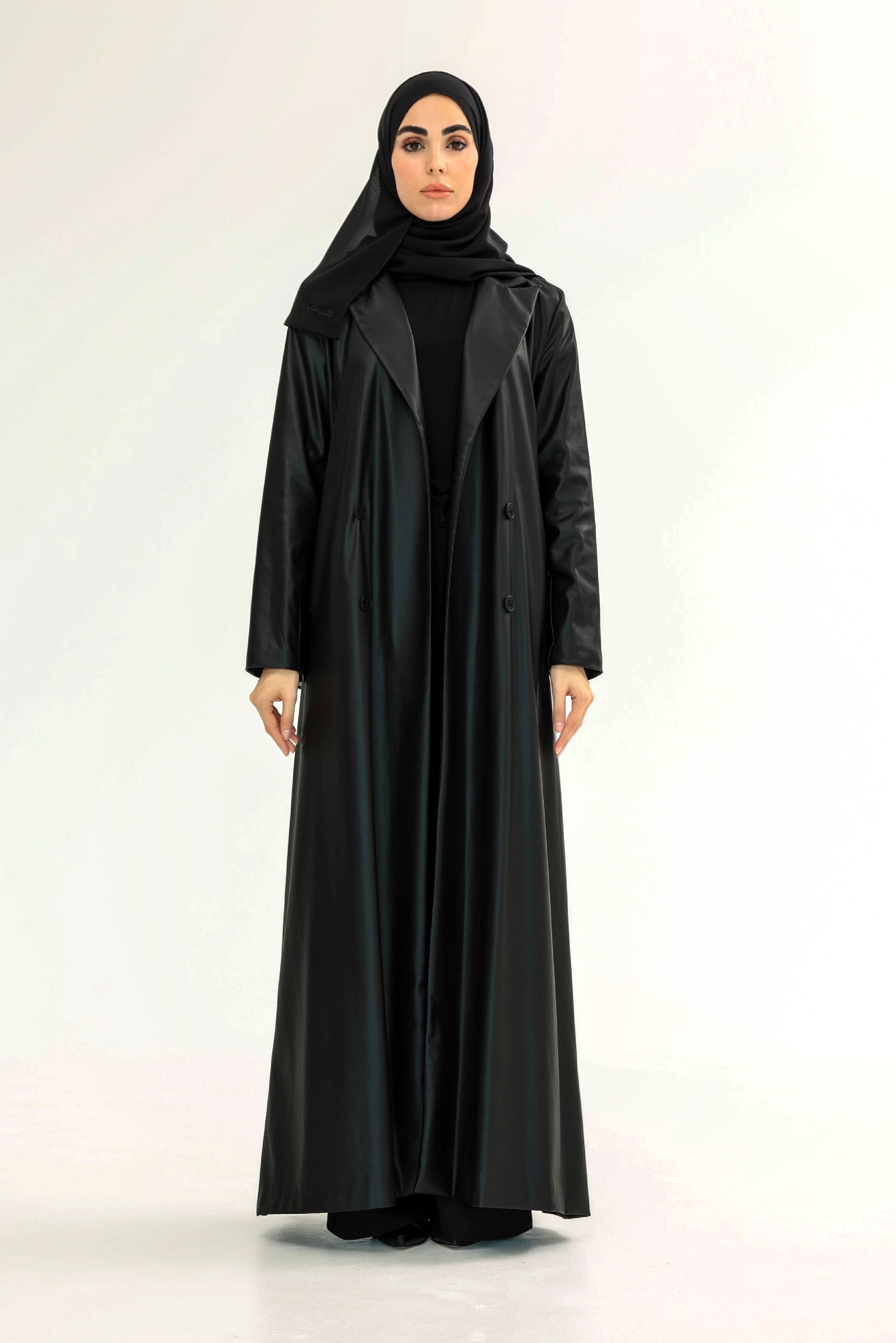 Midnight Leather Blazer Abaya