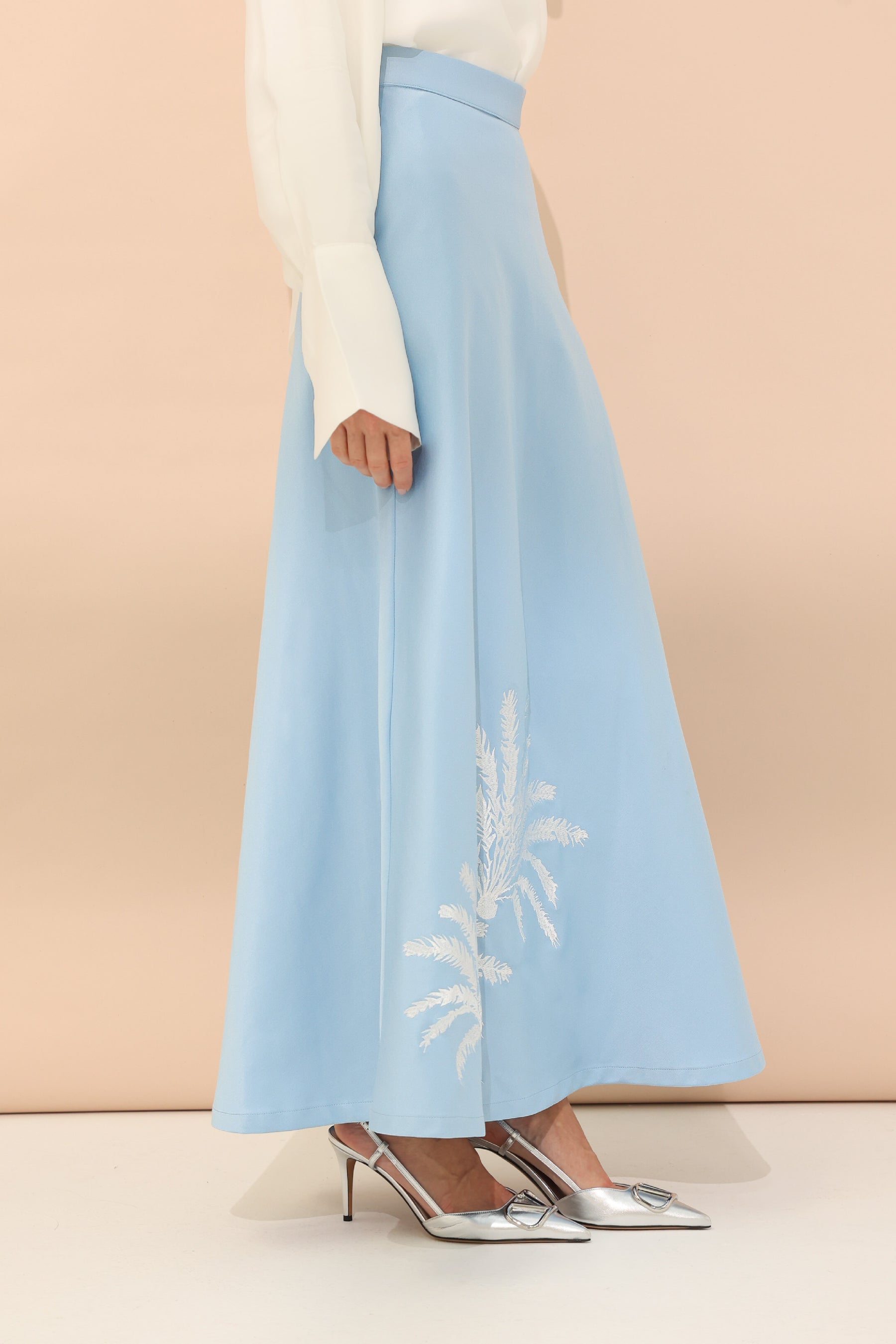 Blue Tassel Skirt with Date Palm