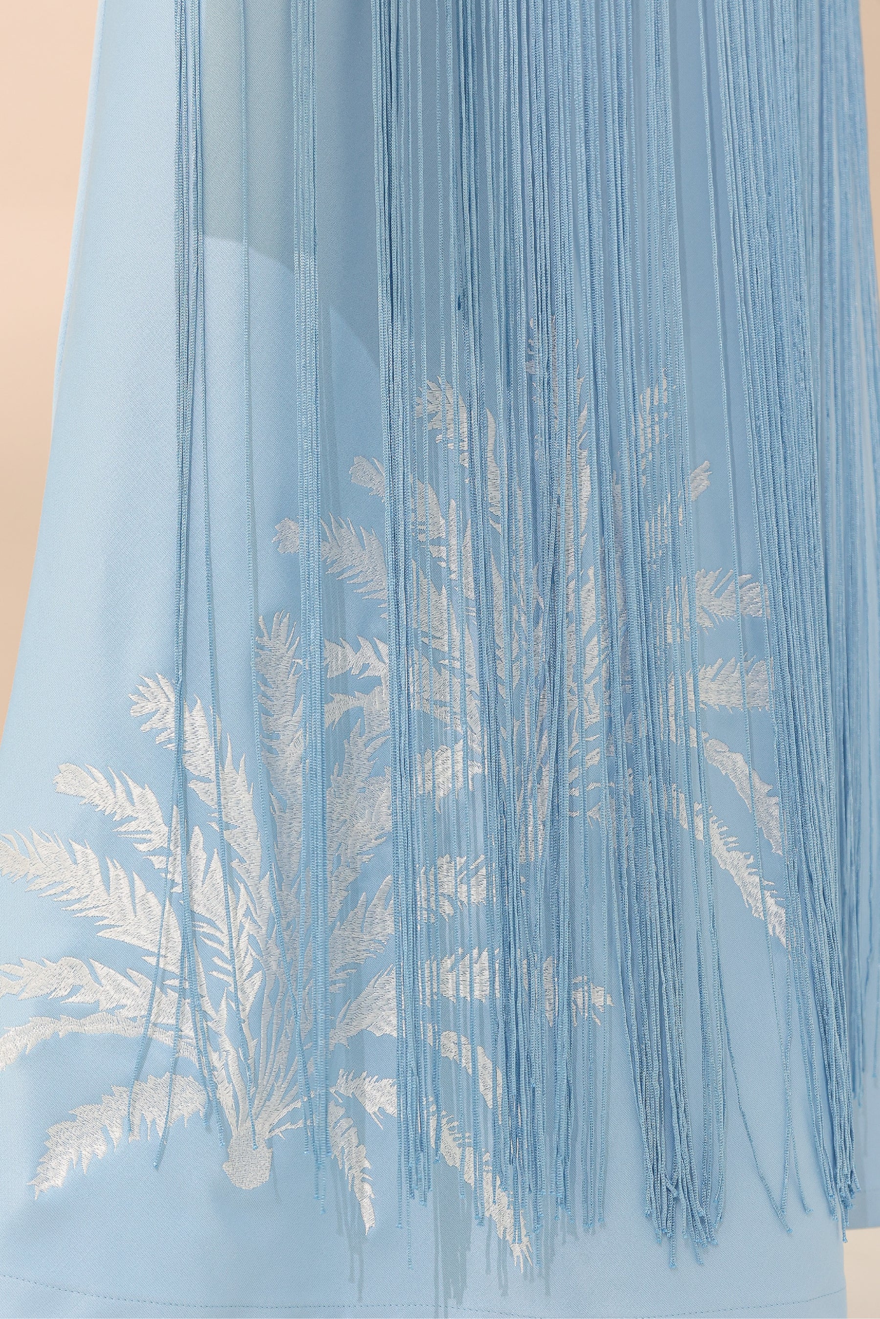 Blue Tassel Skirt with Date Palm