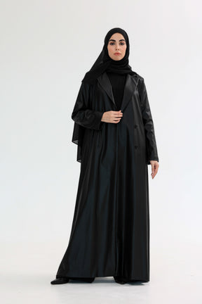 Midnight Leather Blazer Abaya