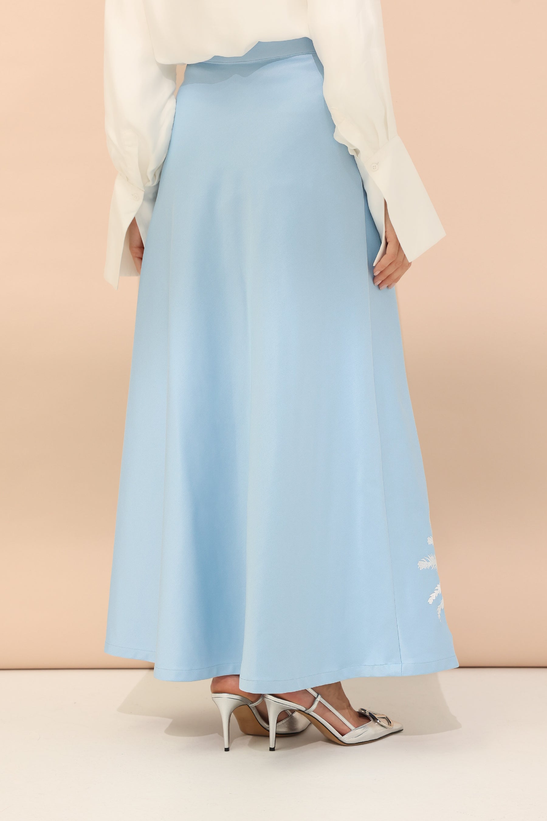 Blue Tassel Skirt with Date Palm