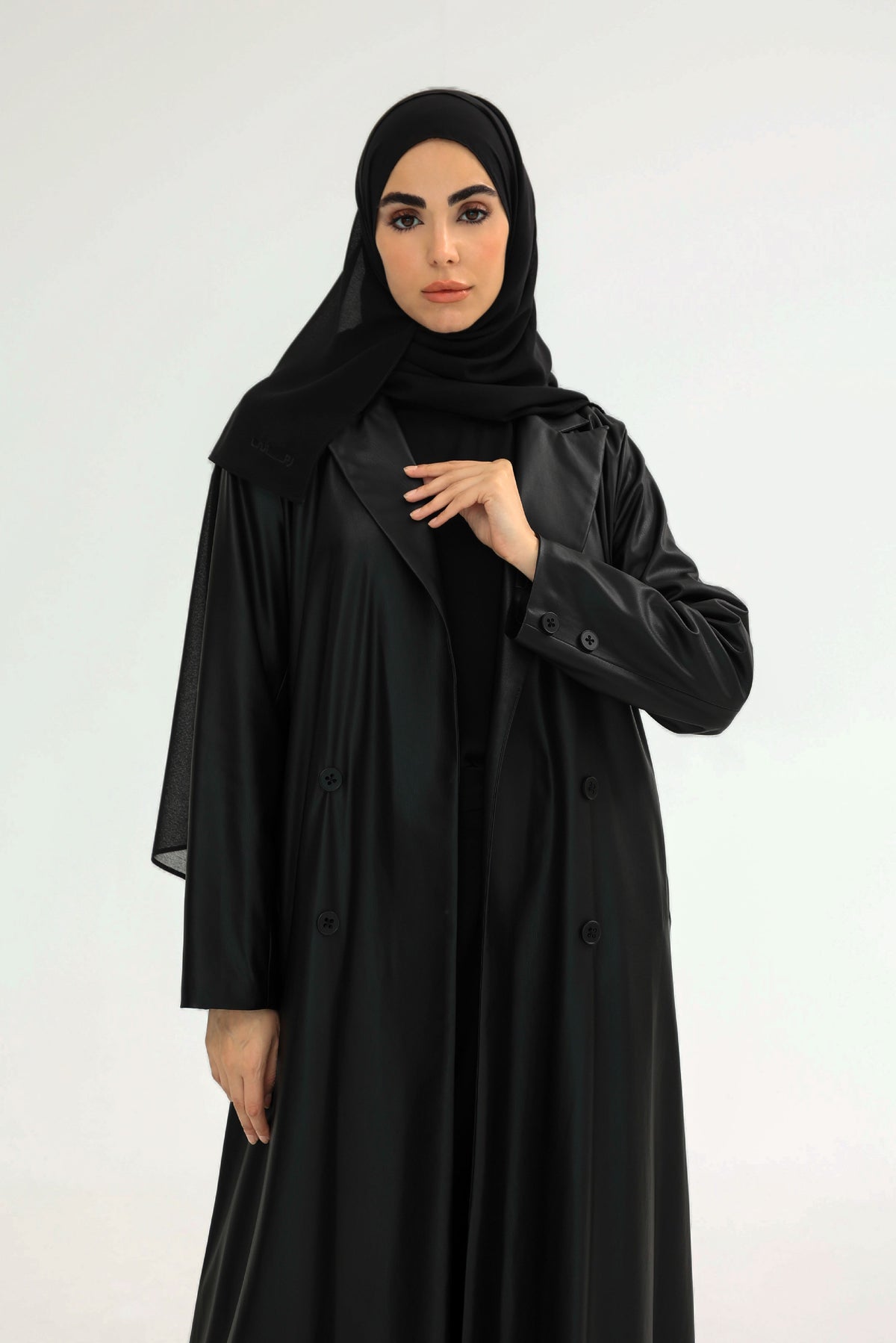 Midnight Leather Blazer Abaya