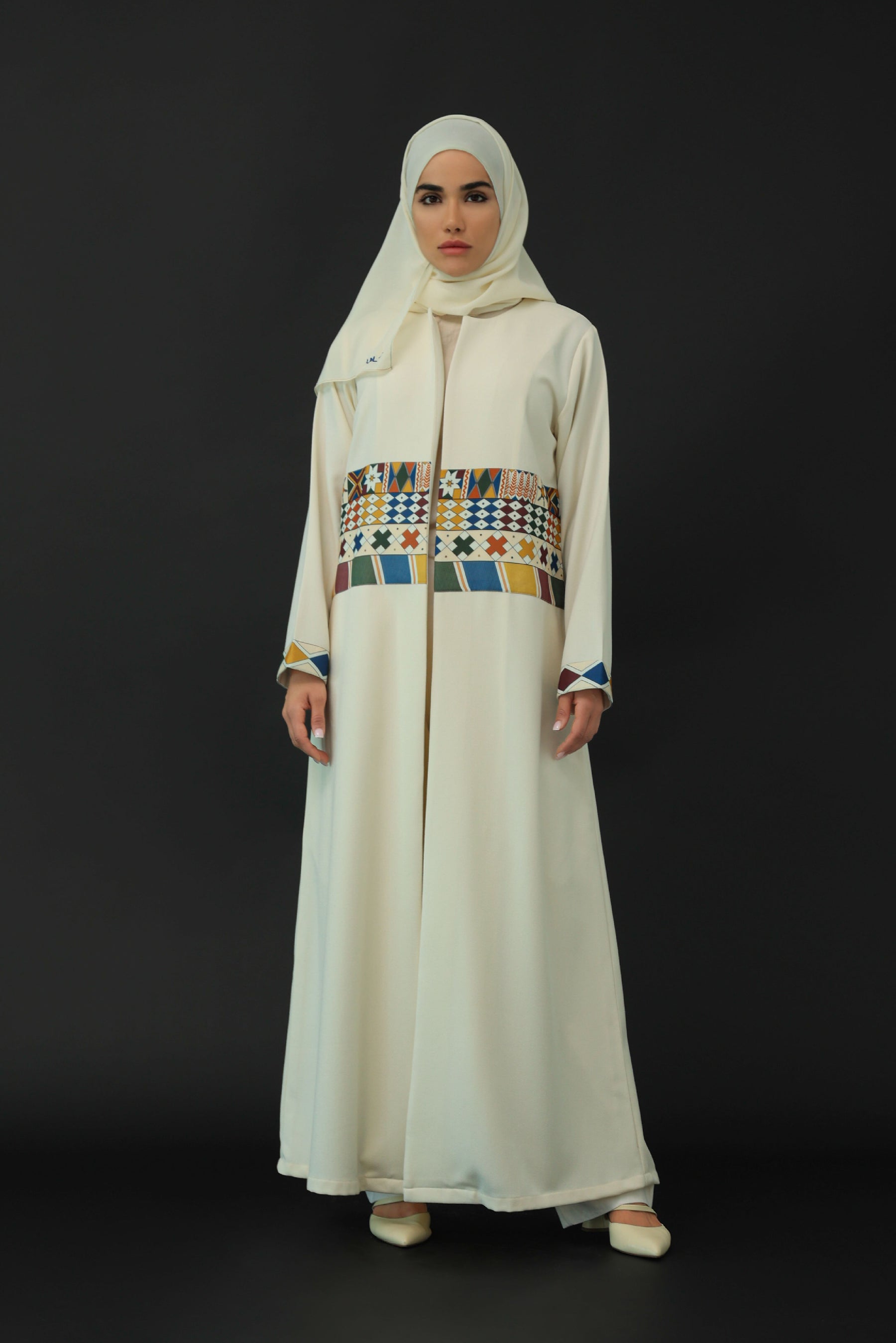 Colorful Printed Al-Qatt Al-Asiri Abaya