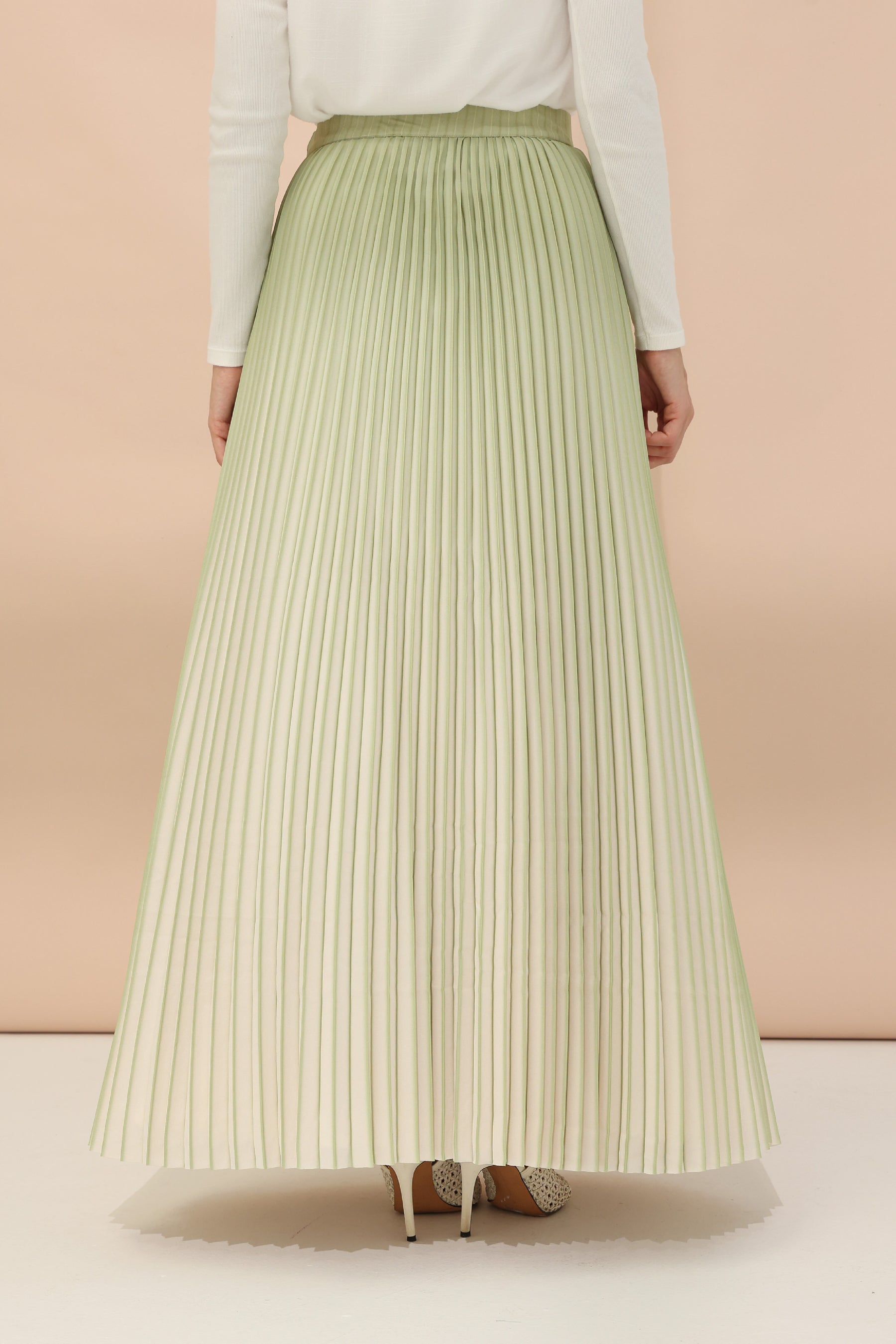 Ombre Green Pleated Skirt